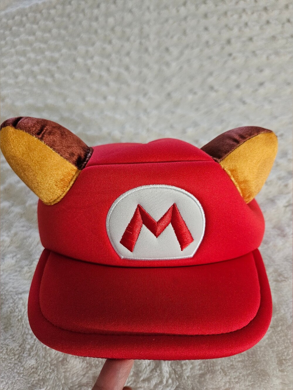 Super Mario Video Game Raccoon Cosplay Hat Plush Ears Embroidered M One Fits All